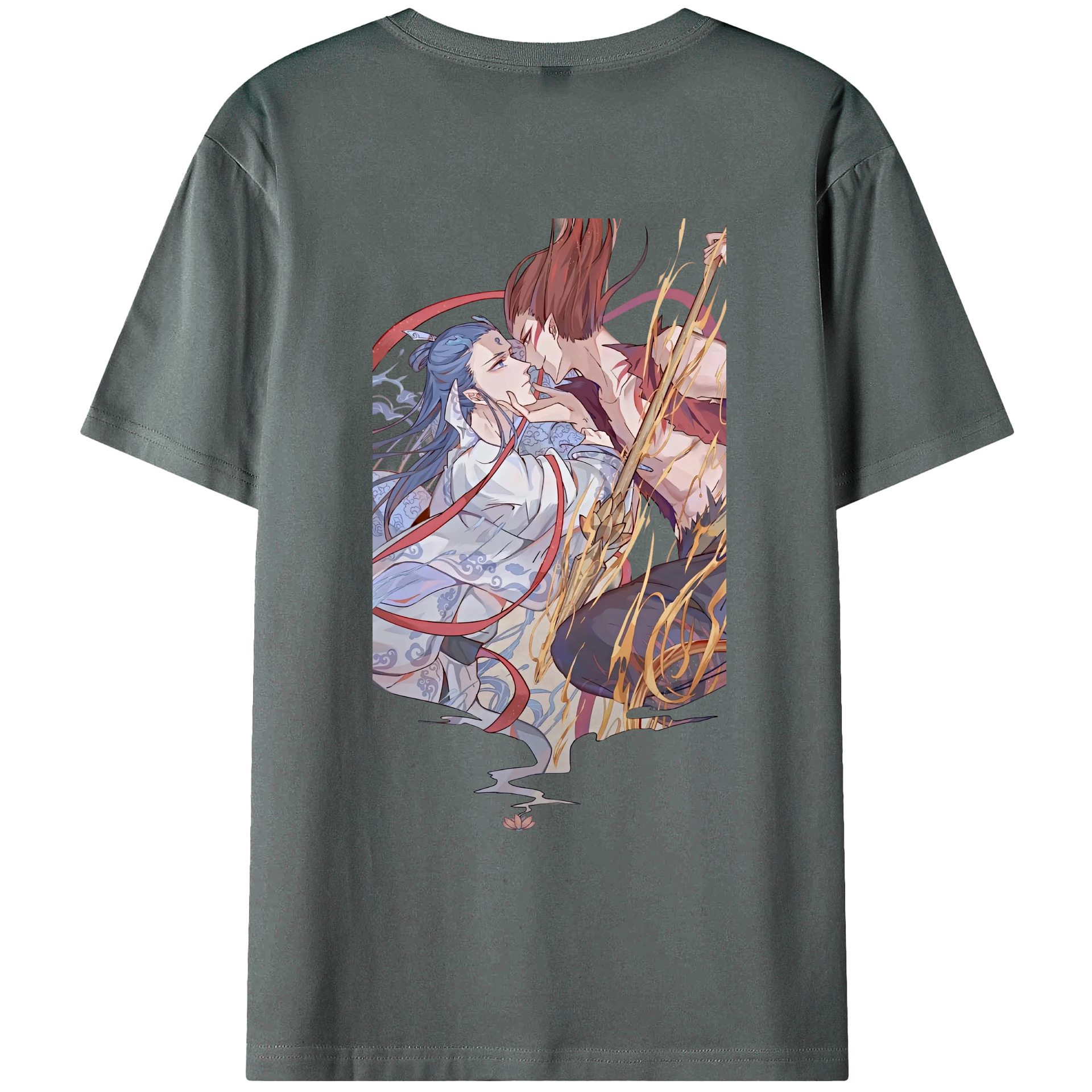 （画像用） Ne Zha 2 ナタ 魔童の大暴れ 綿100％ メンズ半袖Tシャツ（バックプリント） 通気性